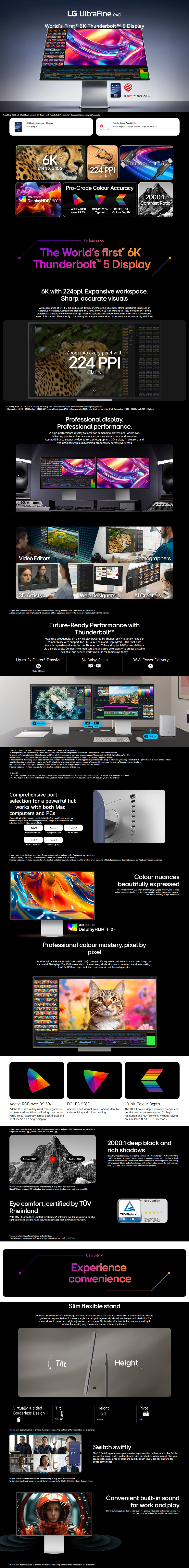 32 lg ultrafine evo 6k 60hz nano ips black monitor with thunderbolt 5 silver