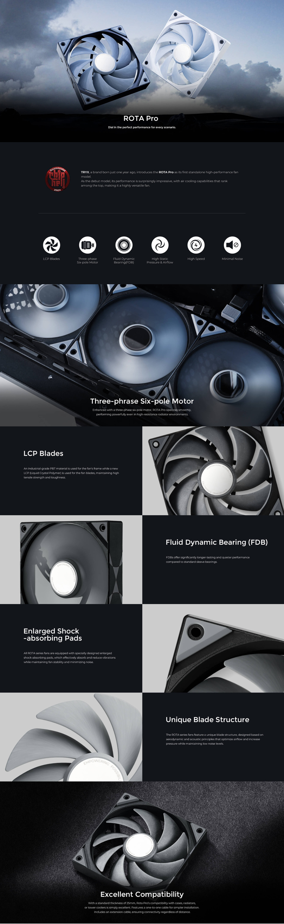 120mm tryx rota pro 120 case fan black