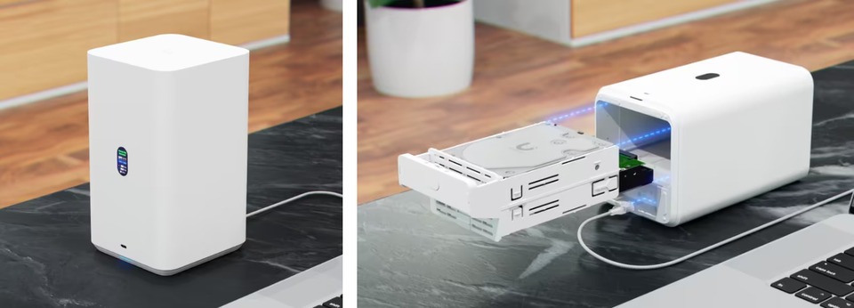 2-bay ubiquiti unas 2 25gbe usb-c poe nas unit white