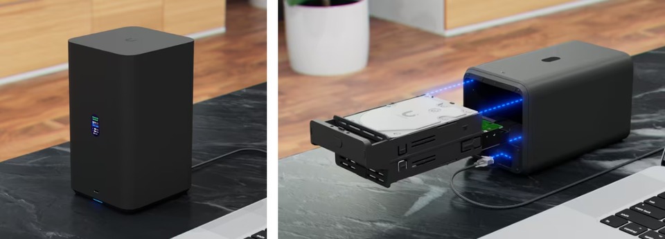 2-bay ubiquiti unas 2 25gbe usb-c poe nas unit black