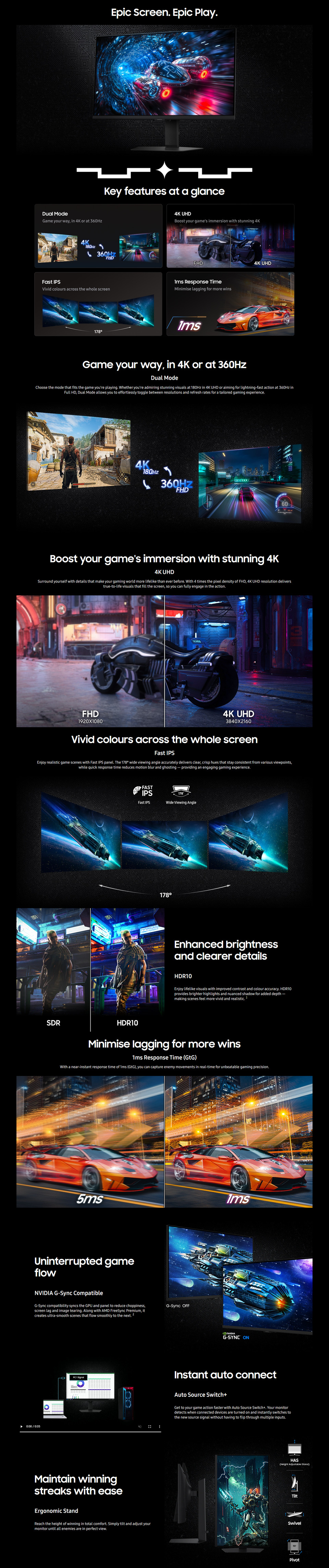 27 samsung odyssey g7 g70f 4kfhd 180hz360hz ips dual-mode gaming monitor