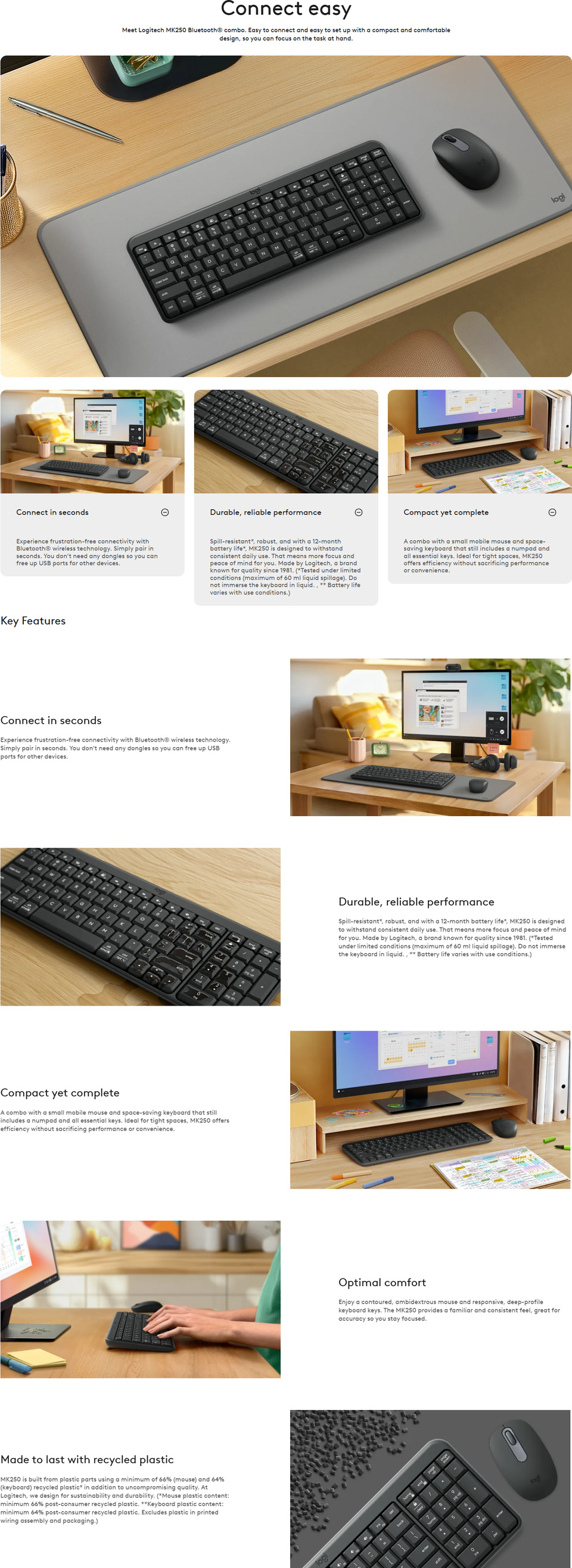 logitech mk250 compact bluetooth wireless combo graphite