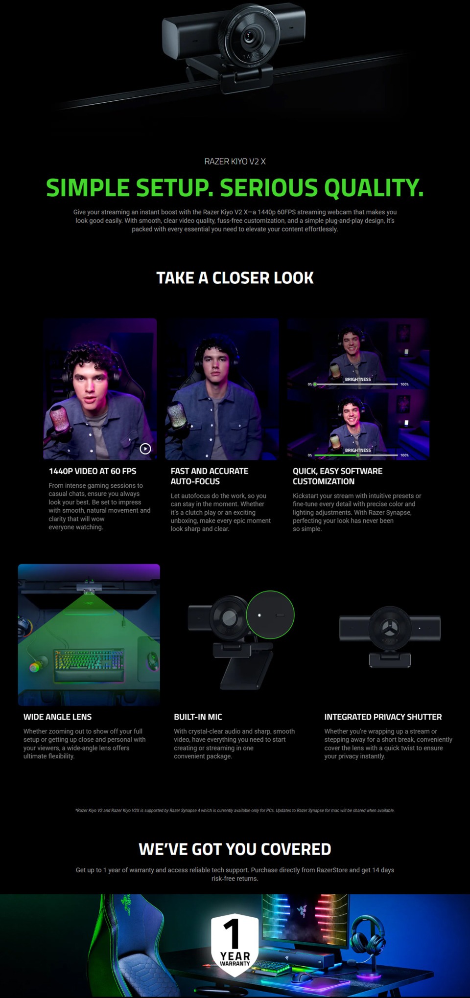 razer kiyo v2 x 1440p 60fps webcam black
