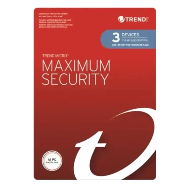1 Year Trend Micro Maximum Security for 3 Devices - Computer Alliance