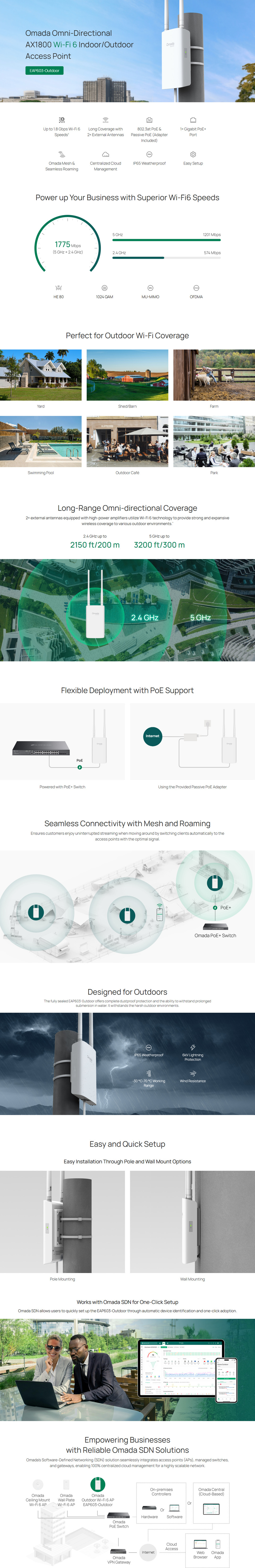 tp-link eap603-outdoor ax1800 indooroutdoor wi-fi 6 access point