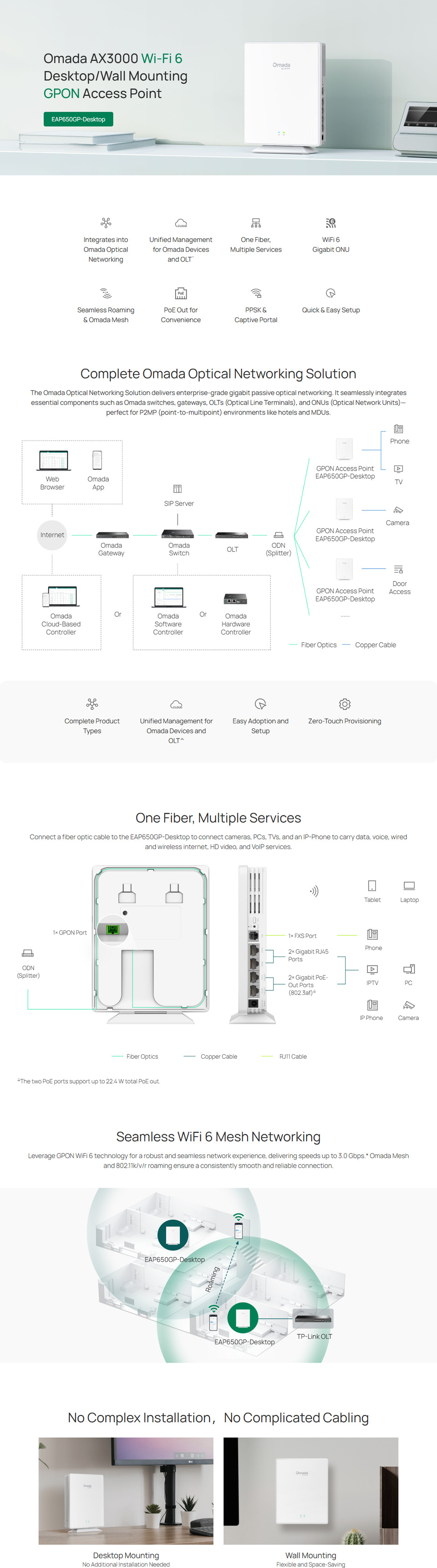 tp-link omada eap650gp-desktop ax3000 wi-fi 6 desktop gpon access point