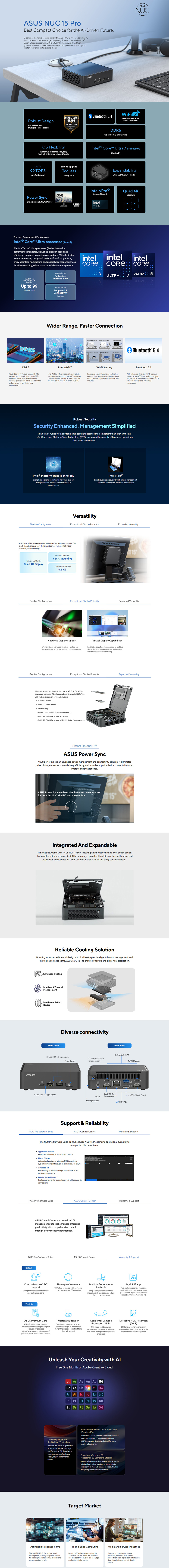 asus nuc 15 pro core 7 240h slim barebone mini pc