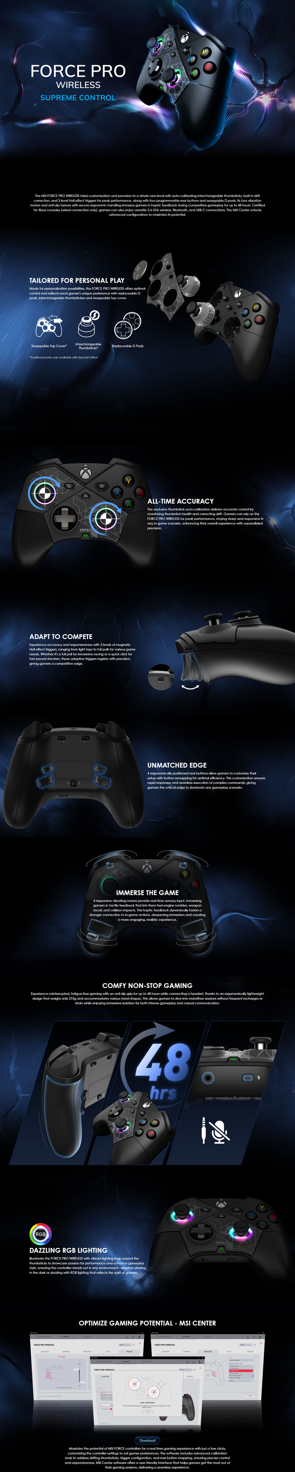 msi force pro wireless gaming controller black