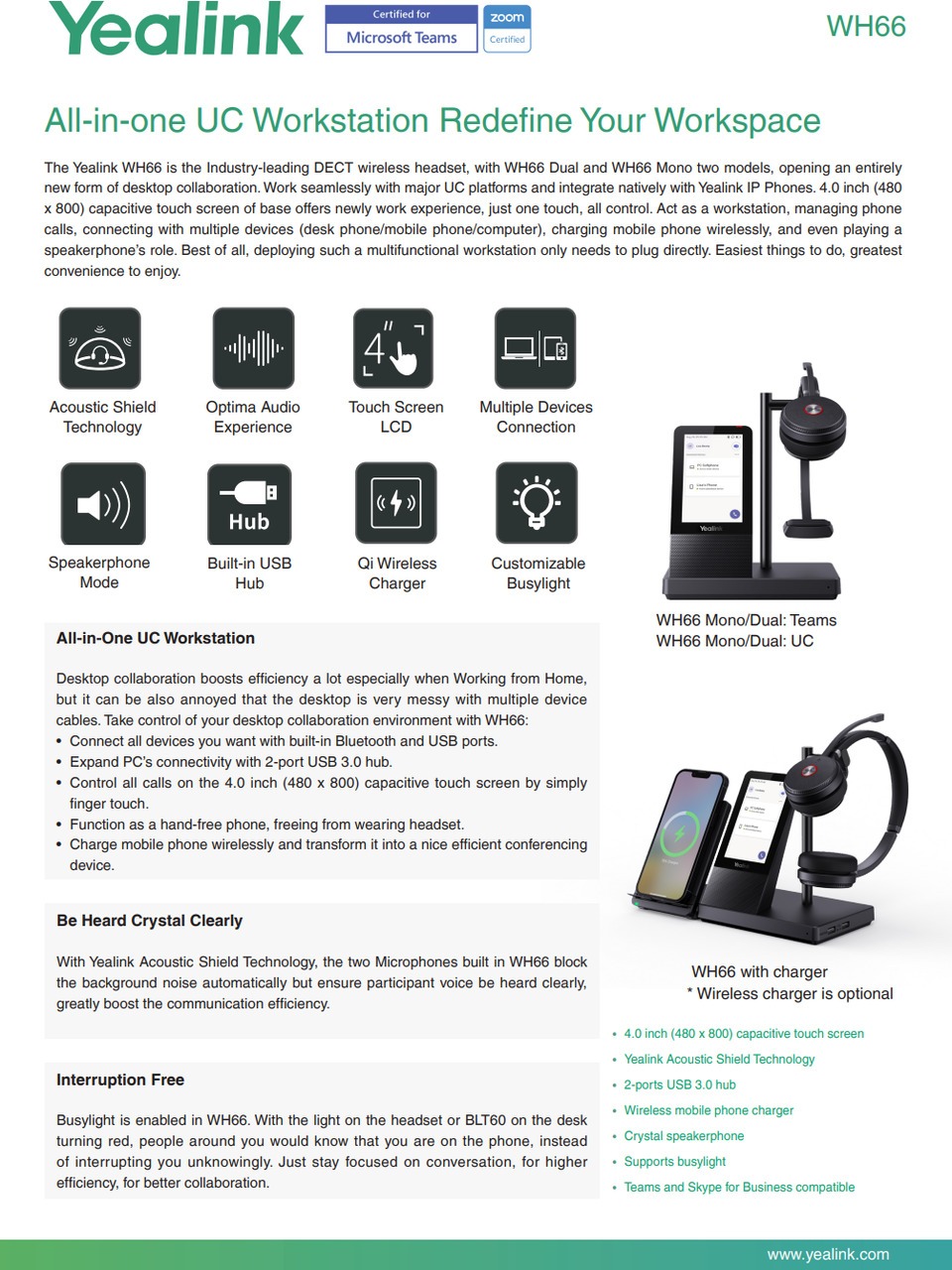 yealink wh66 dual teams wireless dect headset with base for teams