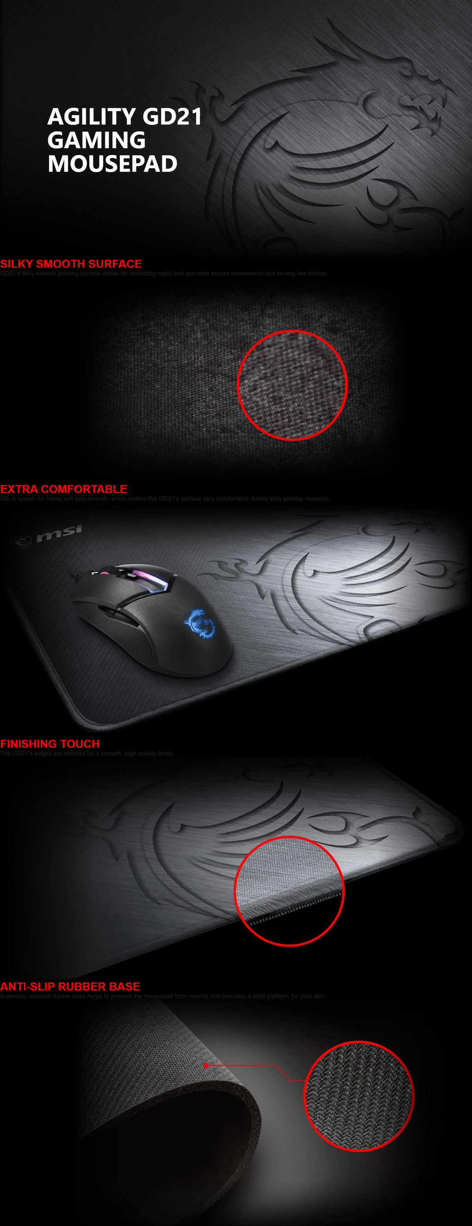 msi agility gd21 gaming mouse pad