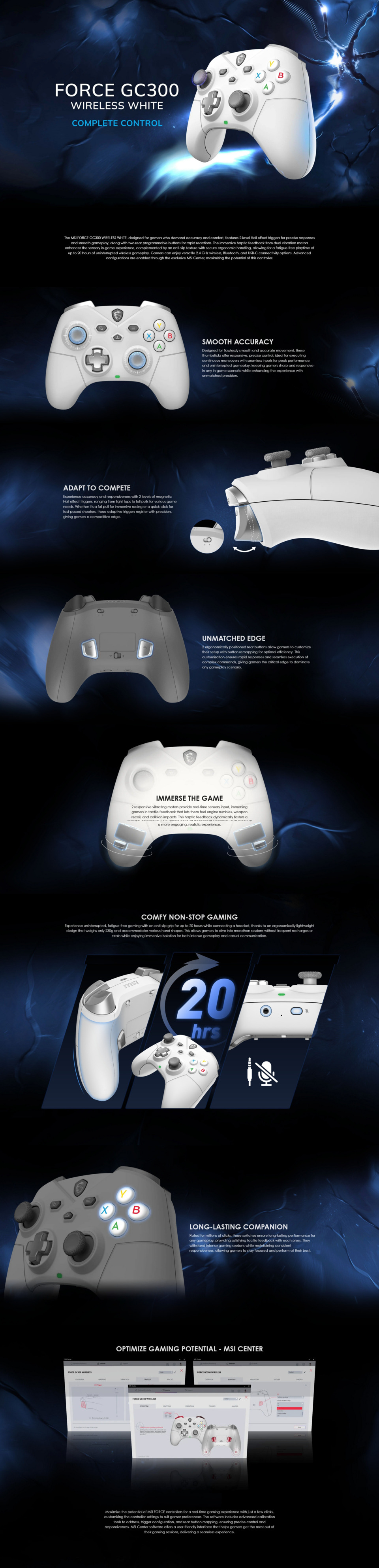 msi force gc300 wireless gaming controller white