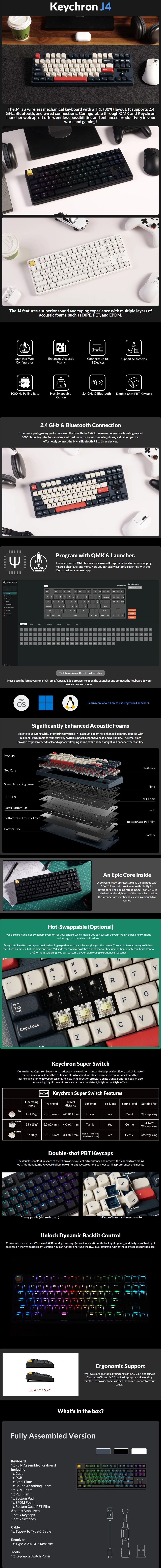keychron j4 qmk 80 rgb wireless tactile mechanical gaming keyboard black