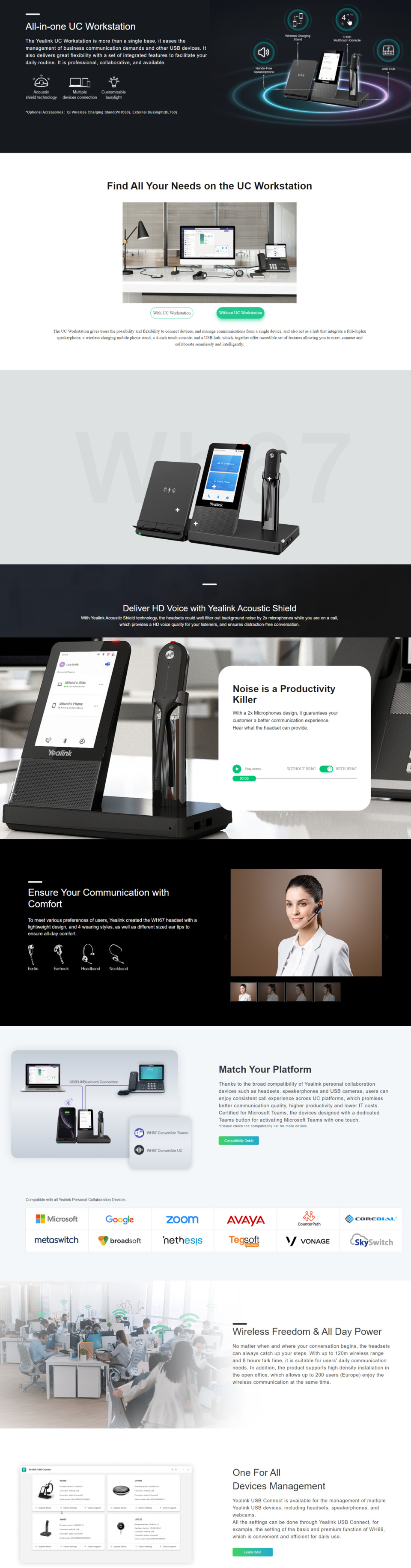 yealink wh67 teams wireless dect convertible headset with base