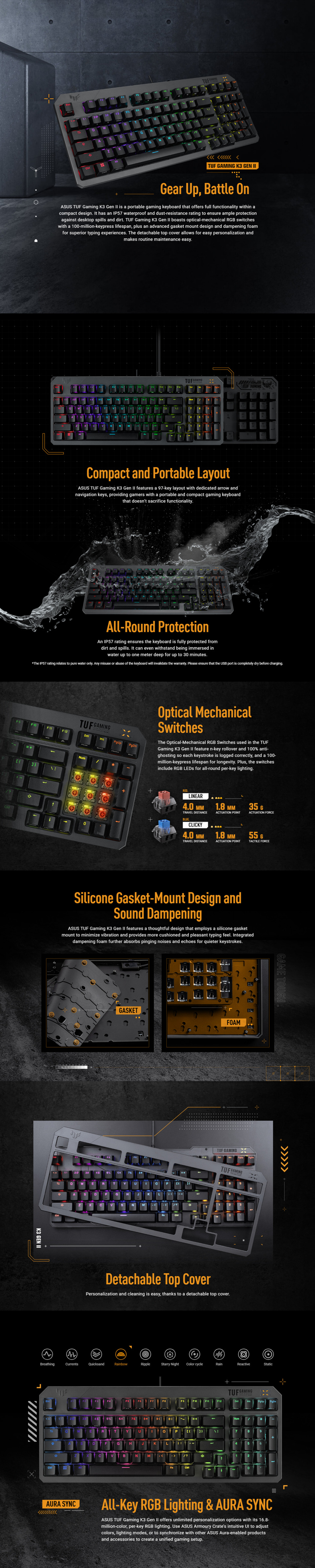 asus tuf gaming k3 gen ii rgb red mechanical gaming keyboard