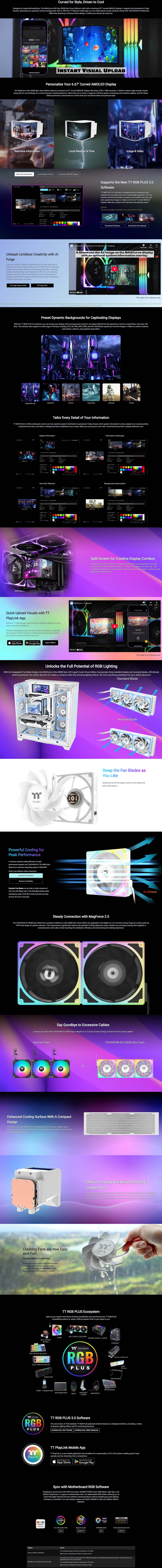 360mm thermaltake magcurve ultra argb cpu liquid cooler white