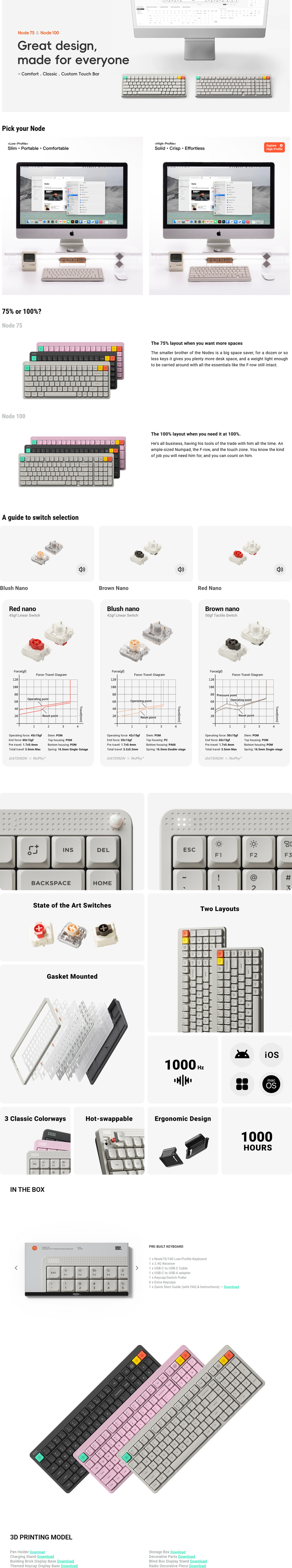 nuphy node75 low-profile rgb wireless linear-red mechanical keyboard ink gray
