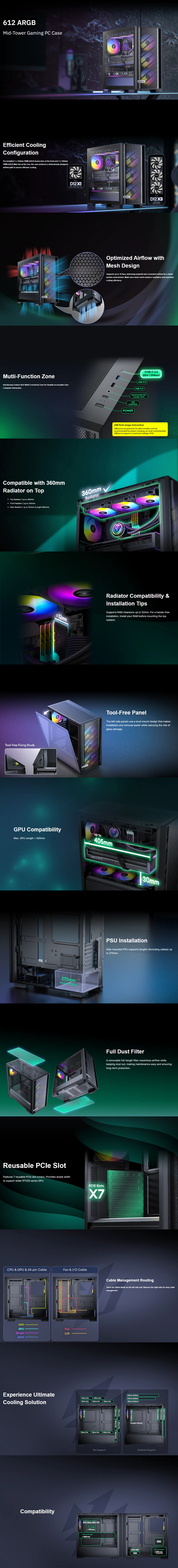 okinos 612 argb mid tower atx case black