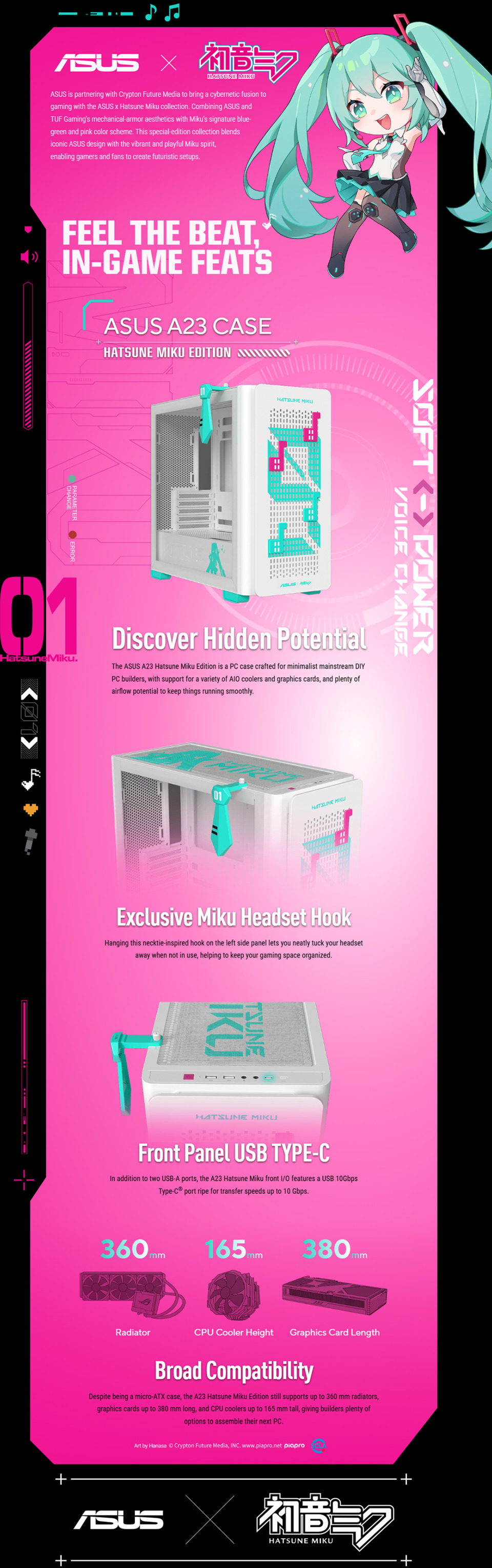 asus a23 mid-tower atx case hatsune miku edition