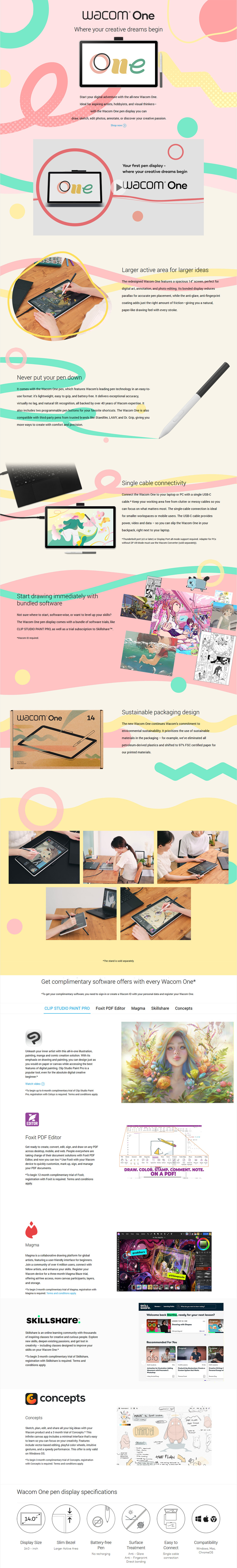 14 wacom one 14 fhd ips creative pen display
