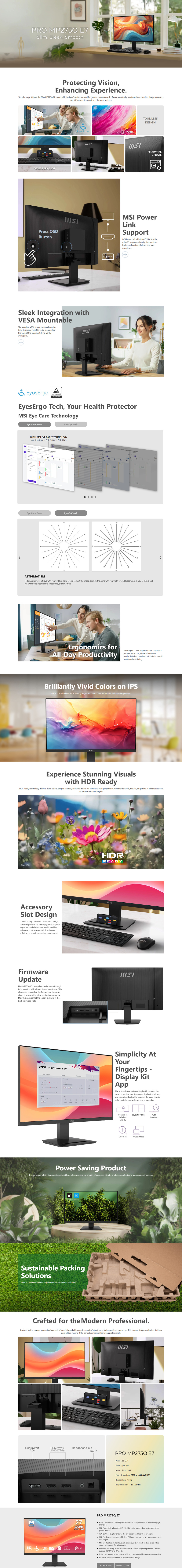27 msi pro mp273q e7 qhd 75hz ips monitor black