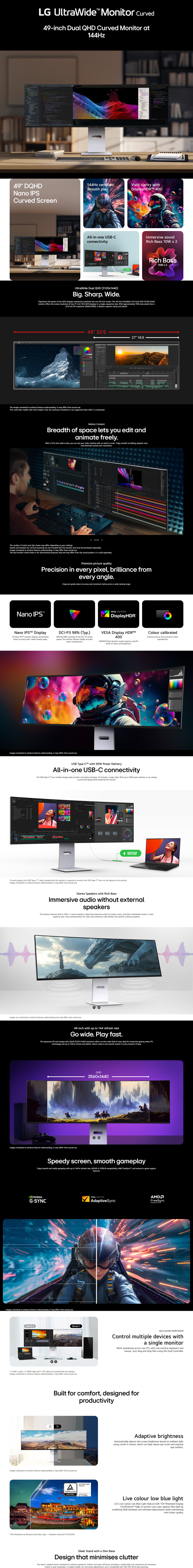 49 lg 49u950a-w dqhd 144hz nano ips curved monitor white