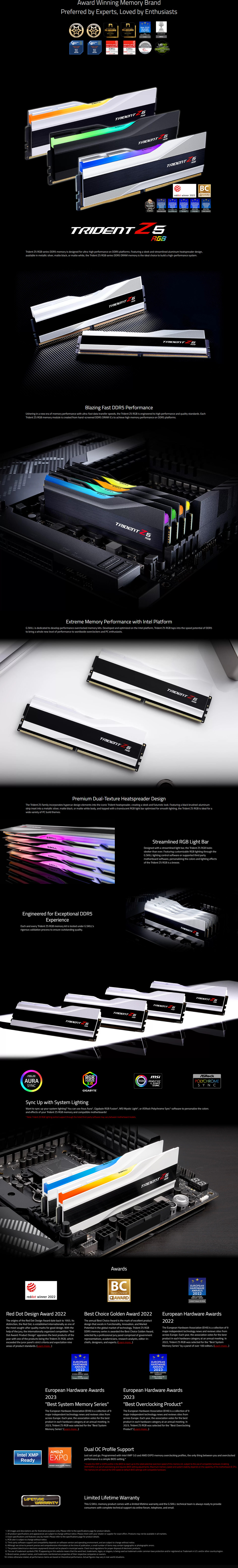 32gb 2x16gb gskill trident z5 rgb ddr5 6000mts cl36 desktop ram black