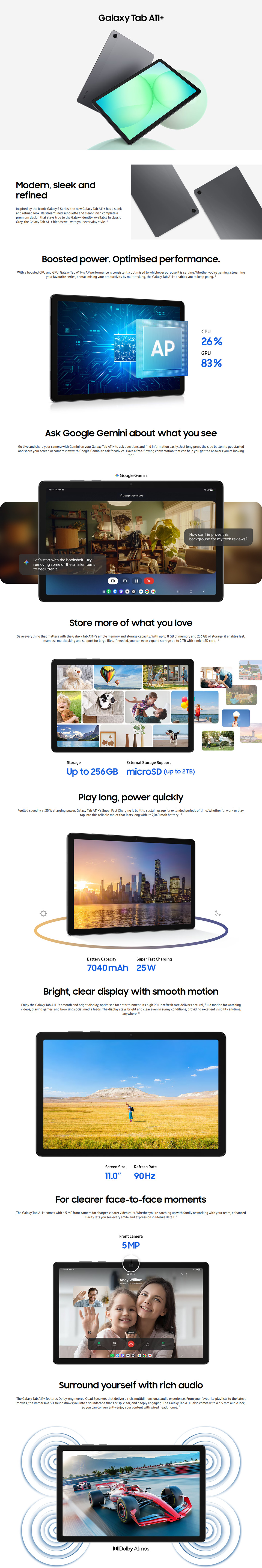 samsung galaxy tab a11 11 wi-fi 6gb128gb tablet grey