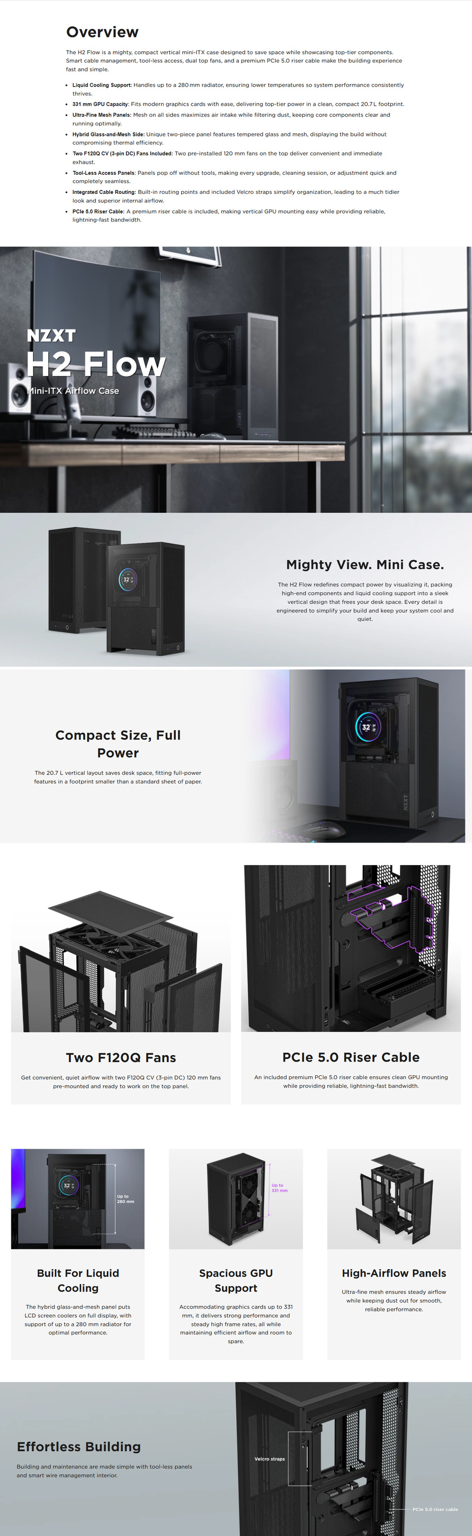 nzxt h2 flow mini-itx case black