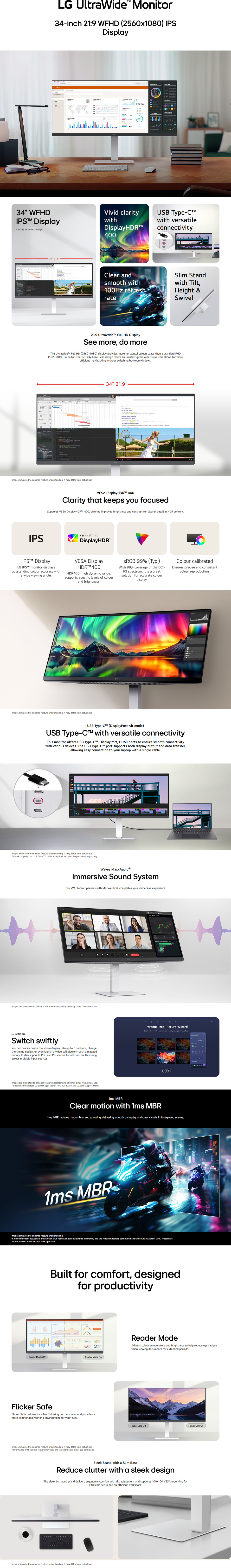 34 lg 34u530a-w 100hz ultra-wide fhd ips monitor