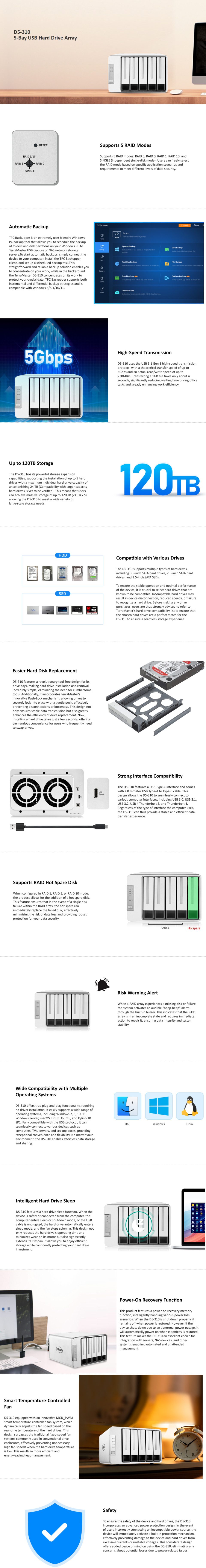 5 bay terra master d5-310 usb hard drive array