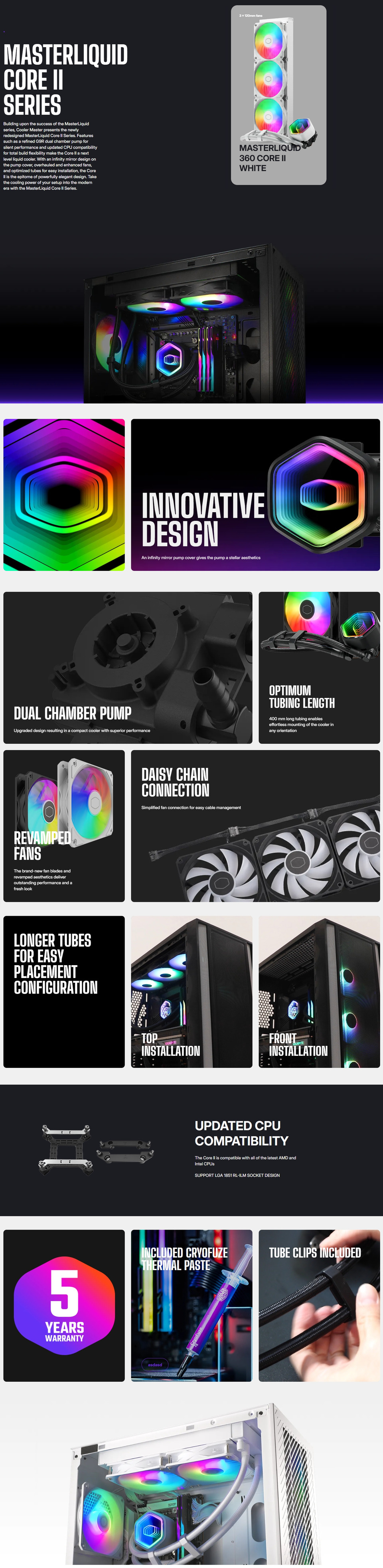 cooler master masterliquid ml360l core ii white cpu cooler