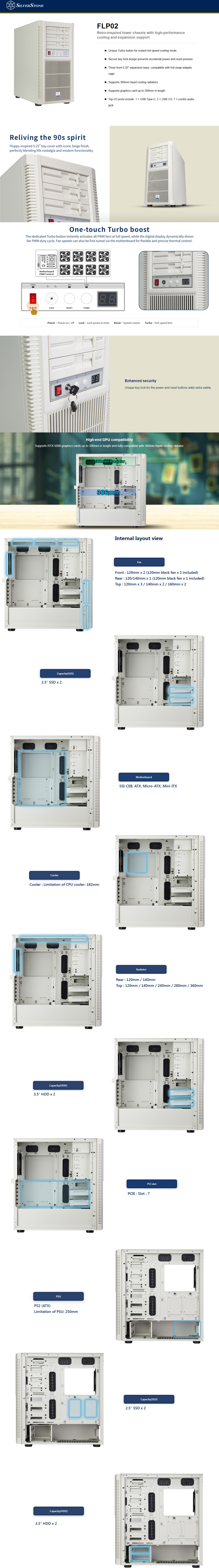 silverstone flp02w atx retro-inspired case white
