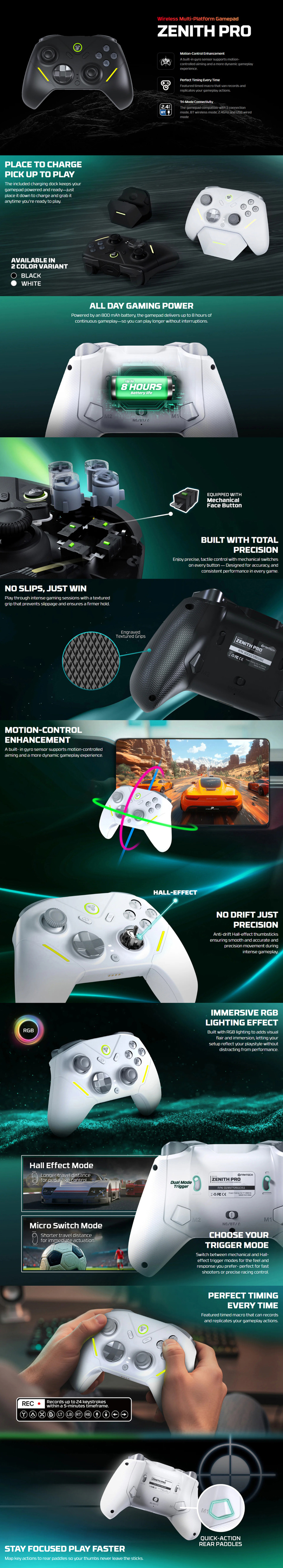 fantech zenith pro wgp18 wireless he gaming controller black