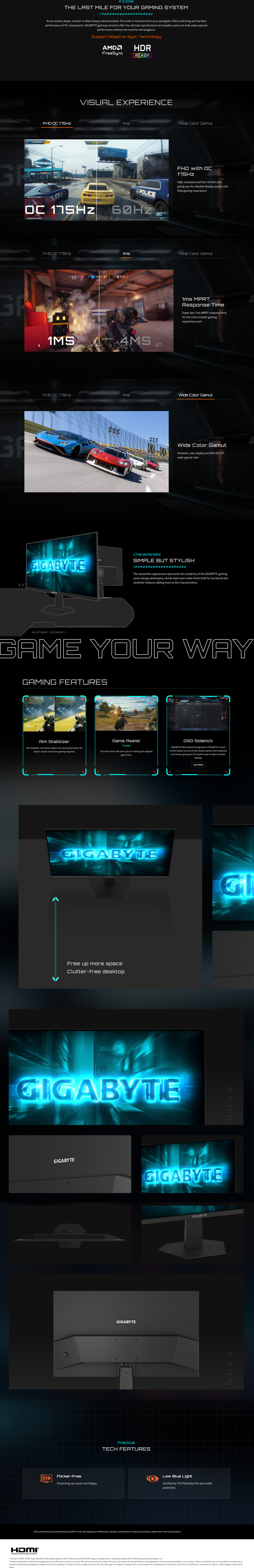 238 gigabyte gs24f14a fhd 144hz ips gaming monitor black