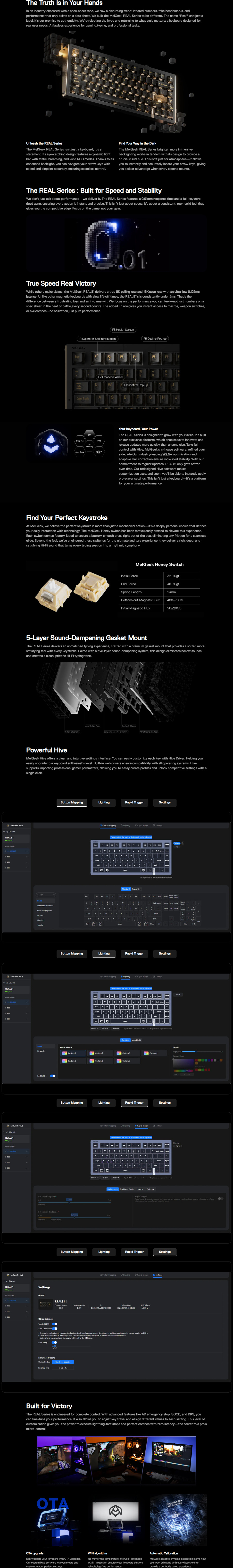 melgeek real81 argb wired mechanical magnetic honey gaming keyboard black