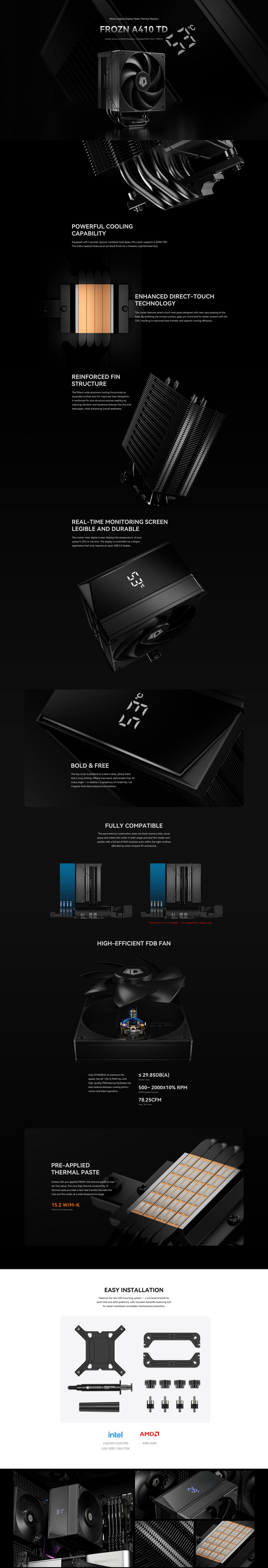 id-cooling id-frozn a410 td cpu air cooler black