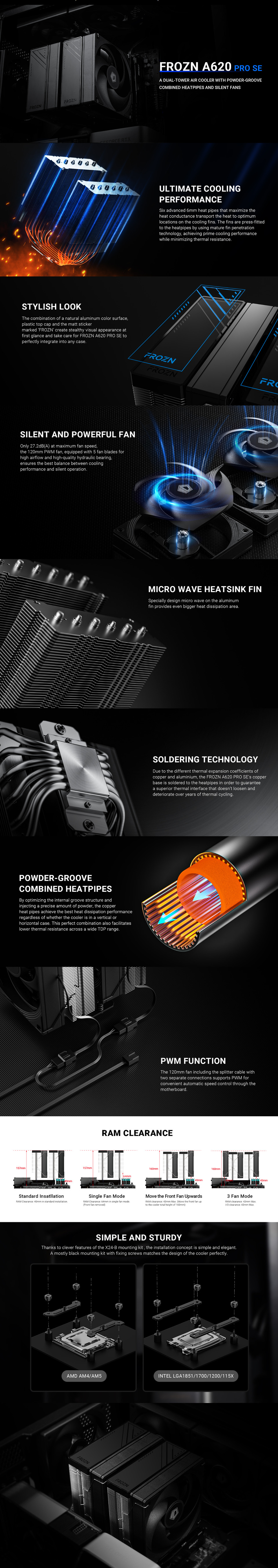 id-cooling frozn a620 pro se cpu air cooler black