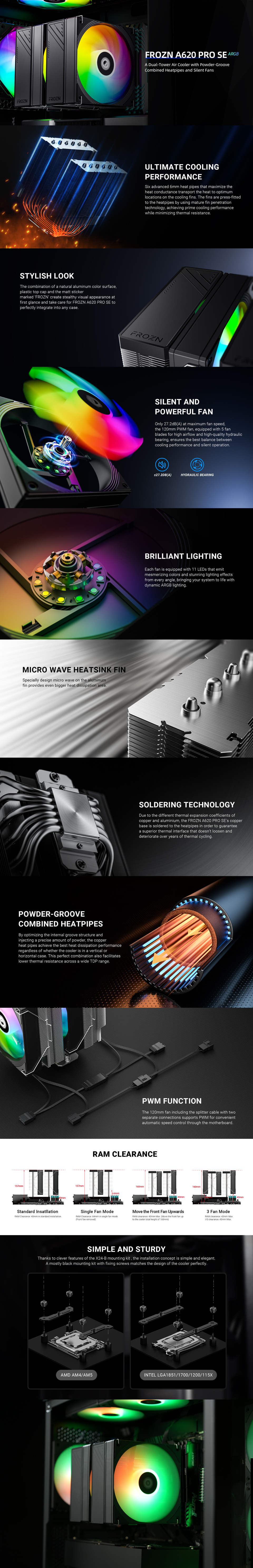 id-cooling frozn a620 pro se argb cpu air cooler black