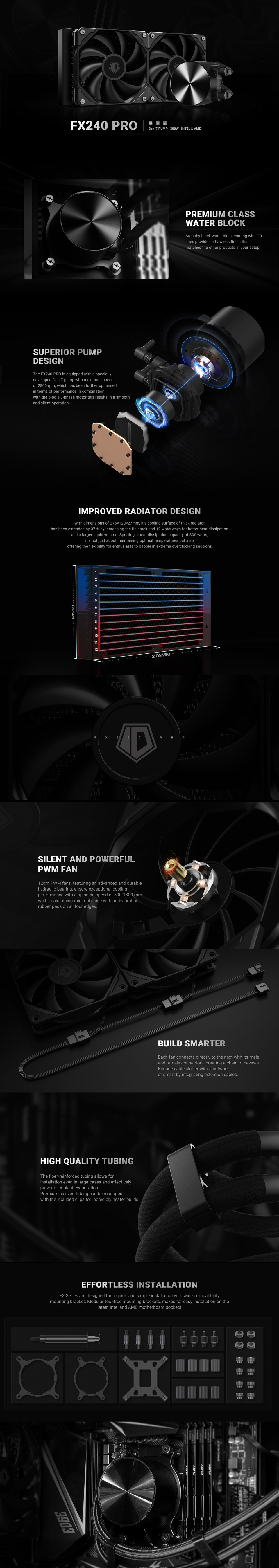 240mm id-cooling fx240 pro cpu liquid cooler black