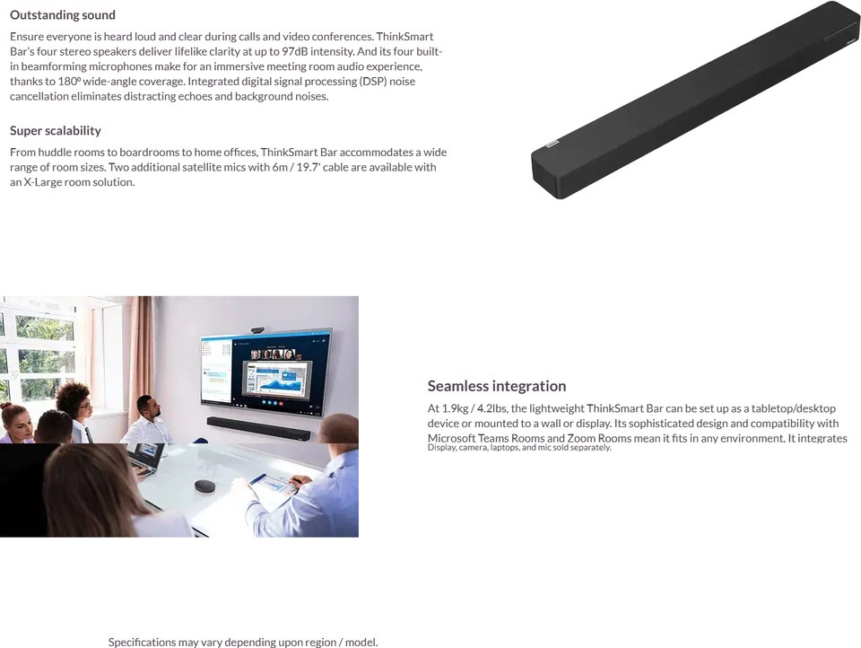 lenovo thinksmart bar xl with external mic pod