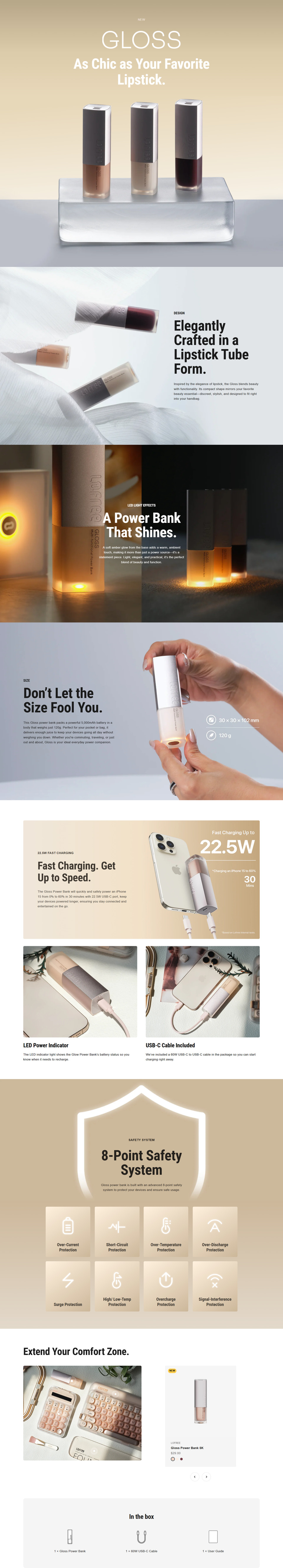 lofree gloss 5000mah lightweight power bank 60 degree peach dawn