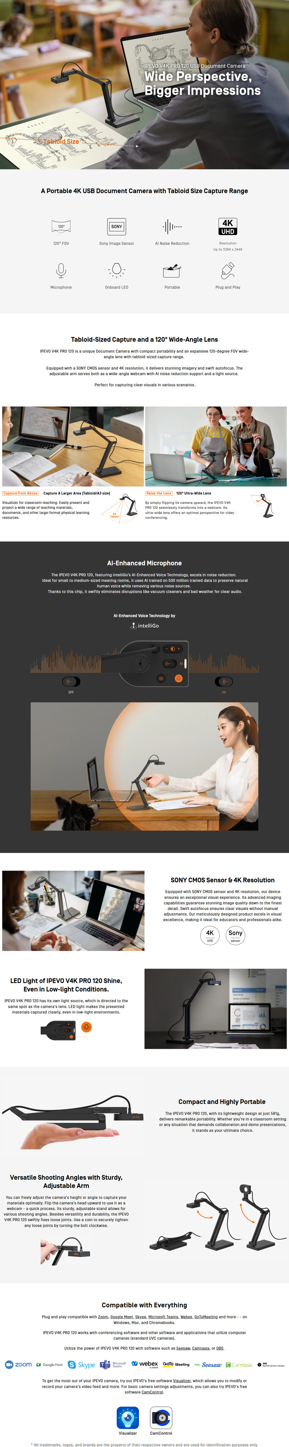 ipevo v4k pro 120 usb document camera
