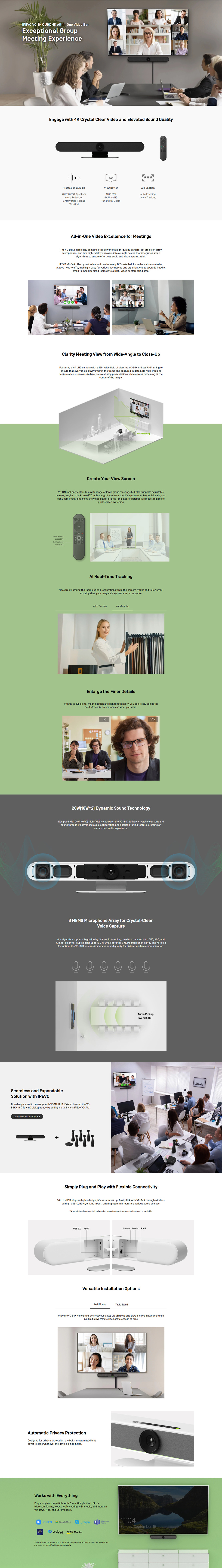 ipevo vc-b4k uhd 4k all-in-one video bar black