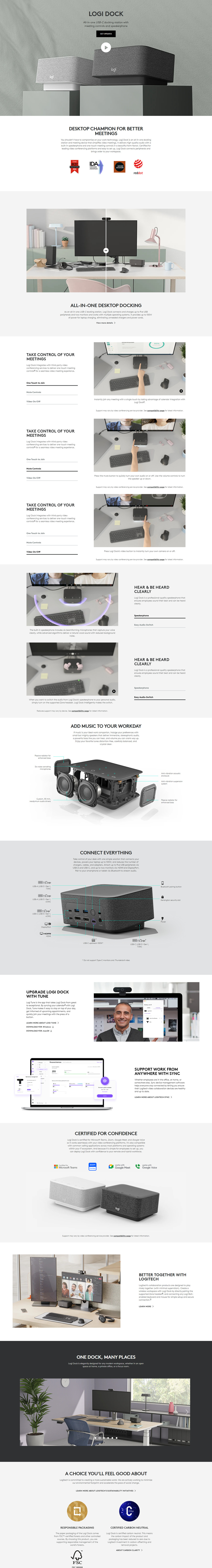 logitech logi dock laptop docking station with meeting controls and speakerphone teams edition