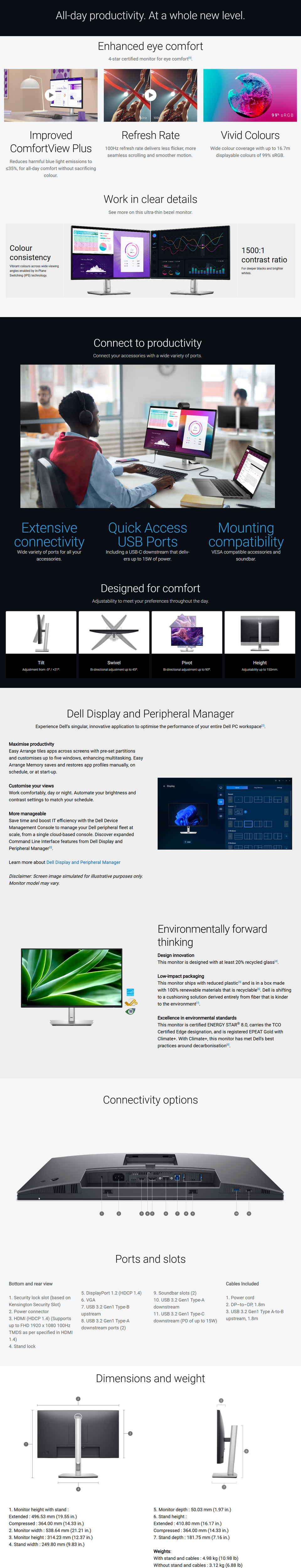 238 dell pro 24 plus fhd 100hz ips monitor with usb hub