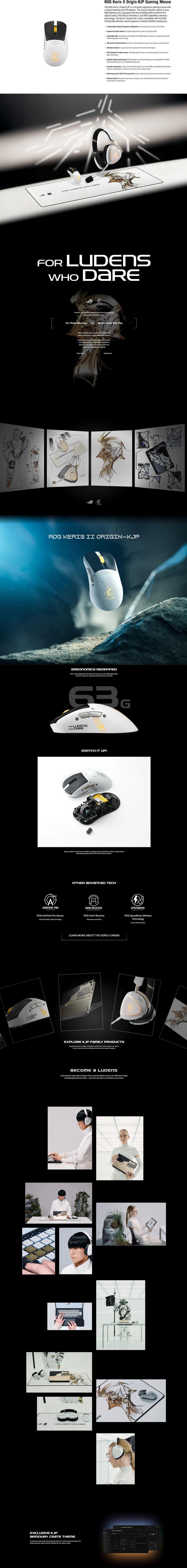 asus rog keris ii origin-kjp wireless gaming mouse white