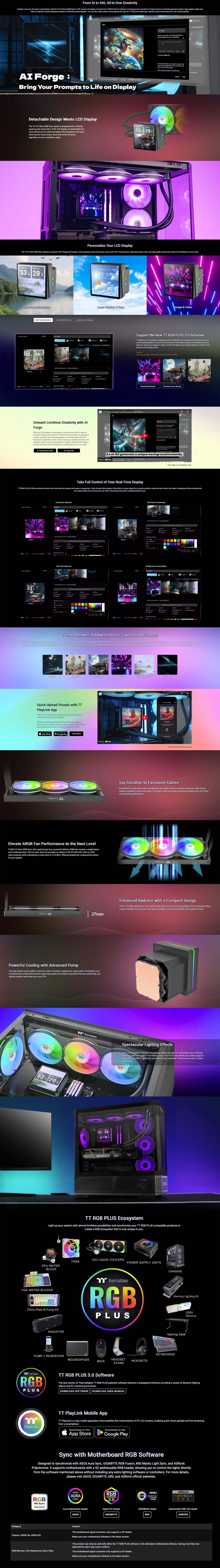 360mm thermaltake th360 v3 ultra argb cpu liquid cooler with lcd display black