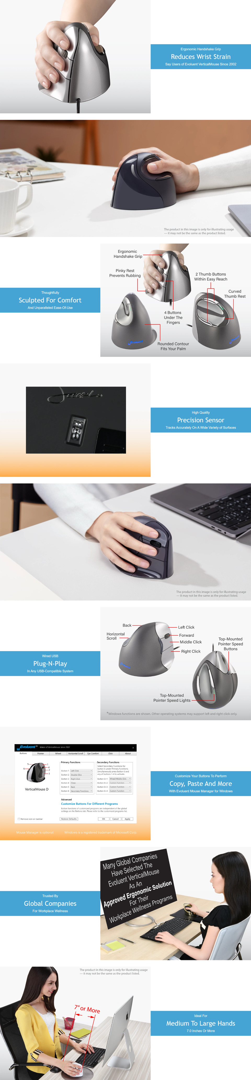 evoluent vertical mouse 4 ergonomic right-handed wired mouse