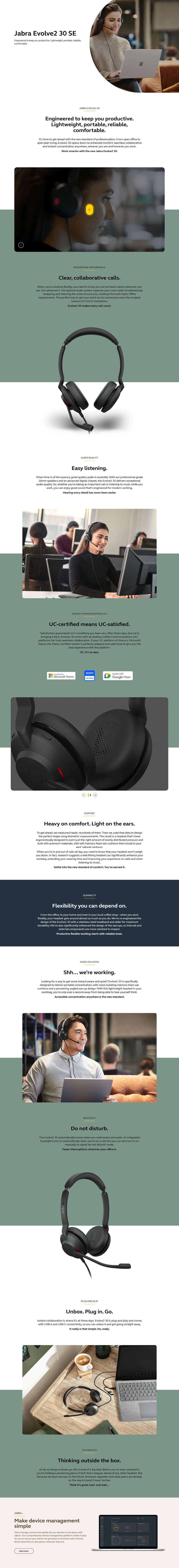jabra evolve2 30 se ms wired stereo headset usb-ac