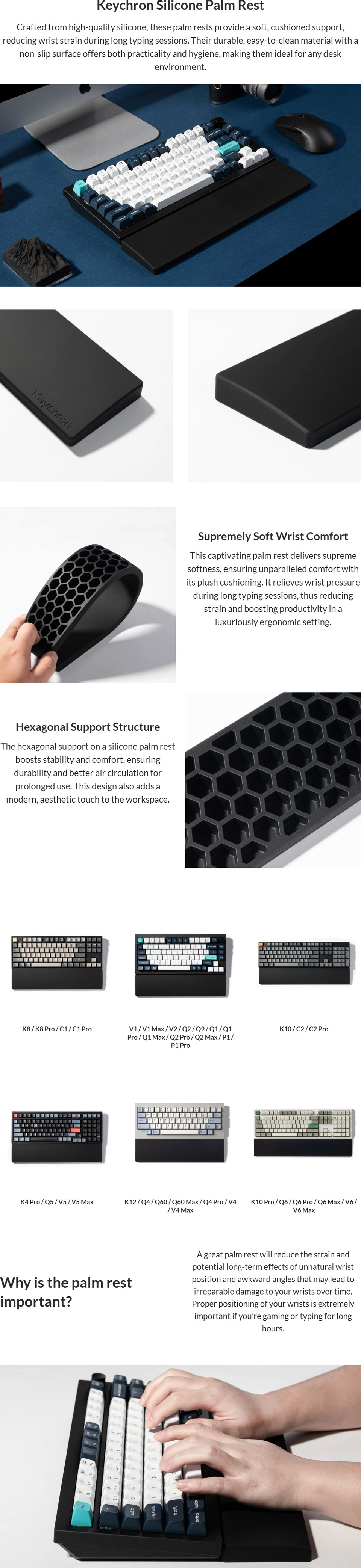 keychron silicone palm rest for k10 pro q6 q6 pro q6 max v6 v6 max